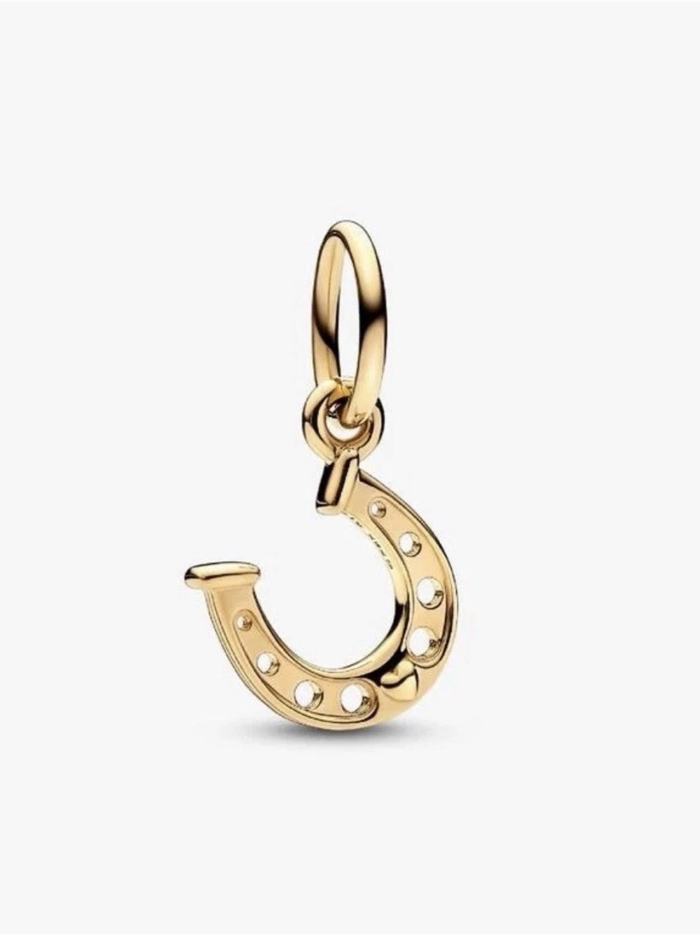 Lucky Horseshoe Dangle Charm | 14k Gold Over 925 Sterling Silver
